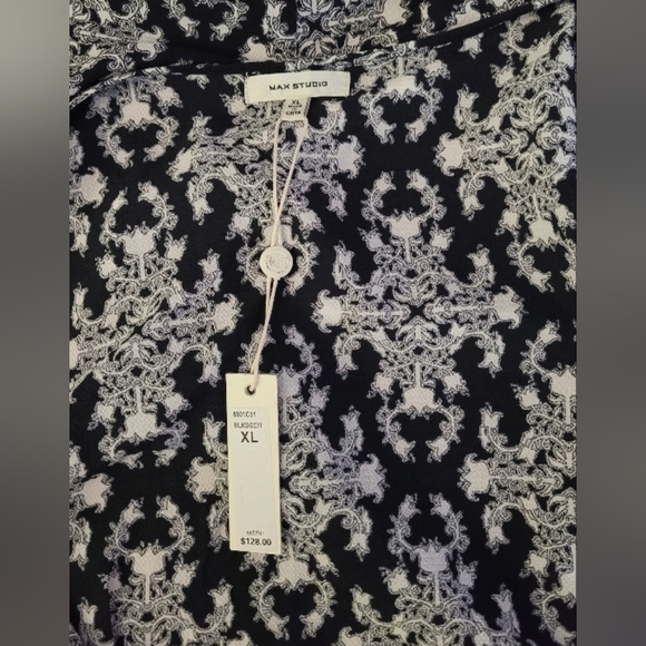 NWT Max Studio Black and White Ruffled Midi Dress XL - Picture 4 of 4